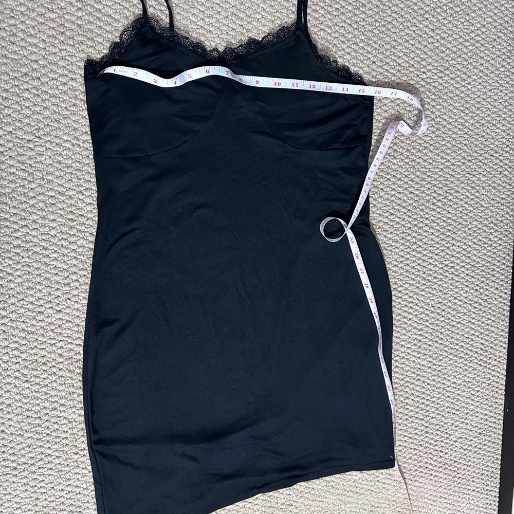 Black Lace Trim Slip Dress